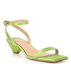 ANTONIO MELANI Lime Green Satin Ankle-Strap Sandals